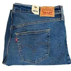Levis Denim Jeans Wedgie Straight High Rise Ankle Button Fly Blue Womens 20W New